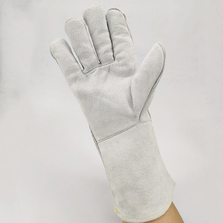 246# Wear-Resistant Full Two-layer Leather Insulation Gloves High Temperature Welding Welder Gloves Leather Work Protection, Size: 34*16cm, 246#