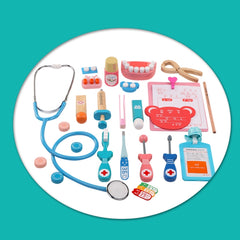 Wooden Child Early Learning Puzzle Doctor Role Playing Game Toy Bag Set, Doctor Role Playing Game Set