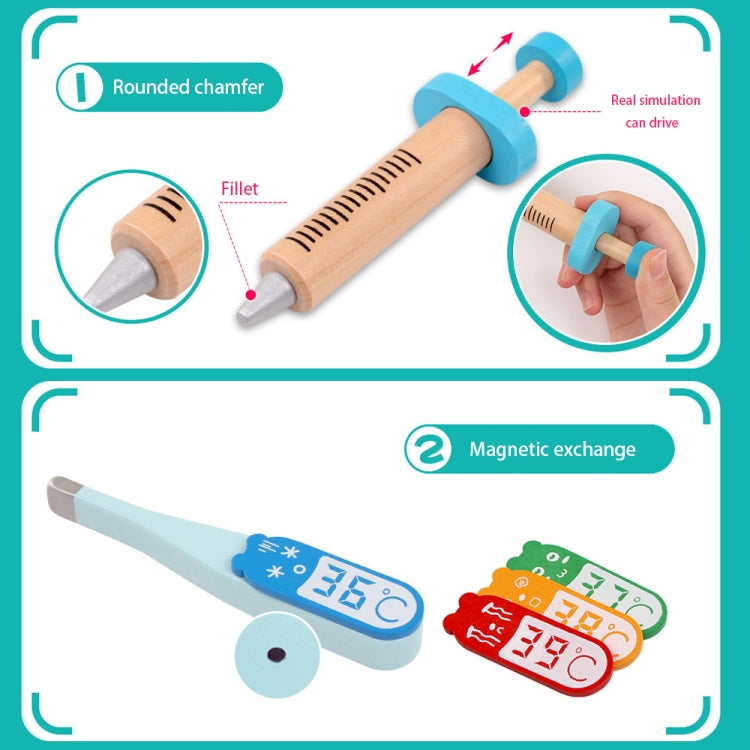 Wooden Child Early Learning Puzzle Doctor Role Playing Game Toy Bag Set, Doctor Role Playing Game Set