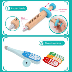 Wooden Child Early Learning Puzzle Doctor Role Playing Game Toy Bag Set, Doctor Role Playing Game Set