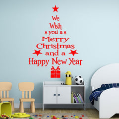 Blessing Christmas Tree Living Room Window Glass Door Removable Christmas Wall Sticker Decoration, Blessing Christmas Tree (Black), Blessing Christmas Tree (Red), Blessing Christmas Tree (White)