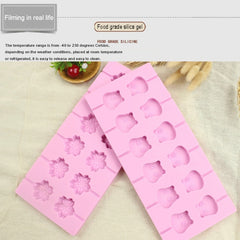 12-Capacity DIY Silicone Chocolate Molds(Lollipop Shape), Cherry Blossoms Shape, Cow Shape, Lollipop Shape