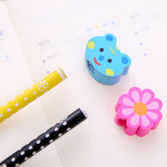 10pcs Creative Stationery Cartoon Animals Series Wooden HB Pencil with Eraser Children Pencils For Kids School Office Supply, Random Color Delivery, HB Pencil with Eraser