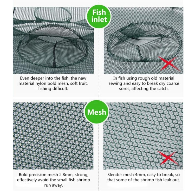 8 Holes Automatic Foldable Fishing Net Nylon Shrimp Crab Minnow Trap Fish Cast Net Fishing Tackle, 8 Holes
