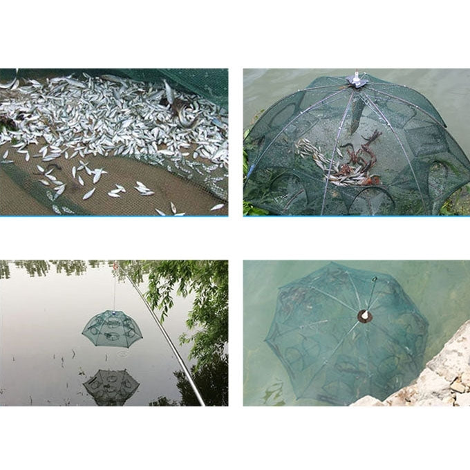 12 Holes Automatic Foldable Fishing Net Nylon Shrimp Crab Minnow Trap Fish Cast Net Fishing Tackle, 12 Holes