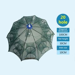 20 Holes Automatic Foldable Fishing Net Nylon Shrimp Crab Minnow Trap Fish Cast Net Fishing Tackle, 20 Holes
