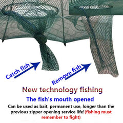 20 Holes Automatic Foldable Fishing Net Nylon Shrimp Crab Minnow Trap Fish Cast Net Fishing Tackle, 20 Holes
