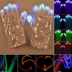 1 Pair Sequins Glowing Gloves LED Flash Gloves Dance and Party Supplies Halloween, Christmas and Other Festival Supplies, Sequins Glowing Gloves