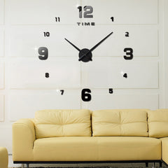 Bedroom Home Decoration Mirrored Number Frameless Large 3D DIY Wall Sticker Mute Clock, Size: 100*100cm, 3M005 (Black), 3M005 (Gold), 3M005 (Silver)
