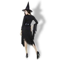 Black Irregular Long Skirt Exit Halloween Costume Cosplay Show Witchcraft Dress, M, Chest: 88cm, Waistline: 72cm, Skirt Length: 108cm, Long Skirt Exit Chest: 88cm