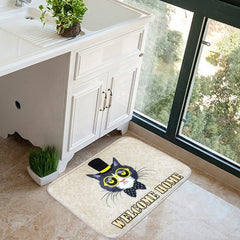 Door Mat Cat and Dog Pattern Flannel Rectangular Bathroom Carpet Living Room Bedroom Anti - skid Household Foot Pad,Size:50*80cm, Pattern:Cat Size:50*80cm, Pattern:Dog Size:50*80cm