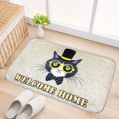 Door Mat Cat and Dog Pattern Flannel Rectangular Bathroom Carpet Living Room Bedroom Anti - skid Household Foot Pad,Size:50*80cm, Pattern:Cat Size:50*80cm, Pattern:Dog Size:50*80cm