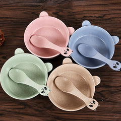 Balcherlam Baby Wheat Stalk Materials Bowls + Spoon Kit, Random Color Delivery, Bowls + Spoon Kit
