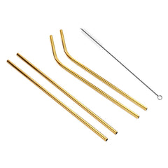 4pcs Reusable Stainless Steel Drinking Straw + Cleaner Brush Set Kit,  266*6mm, 266*6mm (Combination)