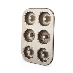 3 Flowers Type Donuts Cookie Mold Gold 6 Cups Cake Mold Baking Mold Cake Tools Bakeware Kitchen Accessories, 3 Flowers Type