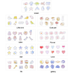 10 Packs Creative Waterproof PVC Sticker DIY Album Diary Watercolor Decorative Sticker, Random Delivery, PVC Sticker
