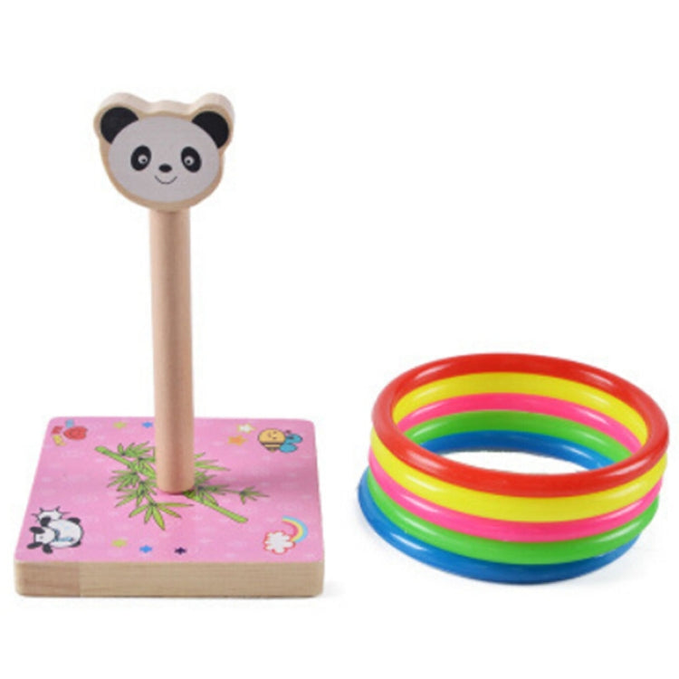 Kindergarten Children Wooden Panda Animal Throwing Ring Toss Games Activities Toys, Size: 9*9*14.7cm, HC5190A, HC5190B, HC5190C, HC5190D