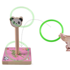 Kindergarten Children Wooden Panda Animal Throwing Ring Toss Games Activities Toys, Size: 9*9*14.7cm, HC5190A, HC5190B, HC5190C, HC5190D