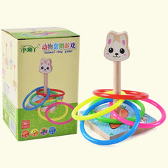 Kindergarten Children Wooden Panda Animal Throwing Ring Toss Games Activities Toys, Size: 9*9*14.7cm, HC5190A, HC5190B, HC5190C, HC5190D