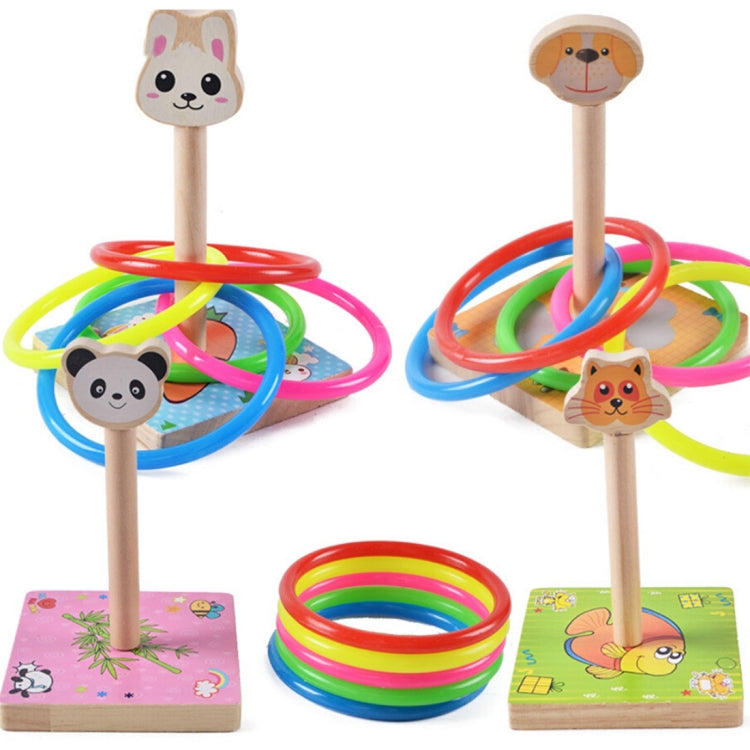Kindergarten Children Wooden Panda Animal Throwing Ring Toss Games Activities Toys, Size: 9*9*14.7cm, HC5190A, HC5190B, HC5190C, HC5190D