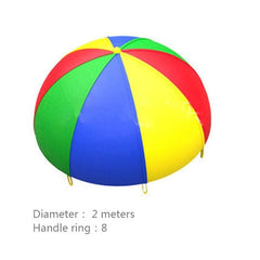 2m Children Outdoor Game Exercise Sport Toys Rainbow Umbrella Parachute Play Fun Toy with 8 Handle Straps for Families / Kindergartens / Amusement Parks, 2m 8 Handle Straps