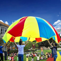 2m Children Outdoor Game Exercise Sport Toys Rainbow Umbrella Parachute Play Fun Toy with 8 Handle Straps for Families / Kindergartens / Amusement Parks, 2m 8 Handle Straps