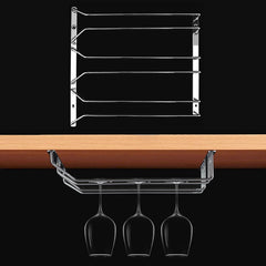 MICLAN Three Rows Stainless Steel Hanging Wine Glass Holder, Size: 34*32*27cm, Size: 34*32*27cm