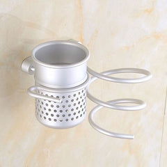 Hair Dryer Holder Wall Mount Hanging Rack Organizer Hook Spiral Bathroom Bracket, With Mesh Holder