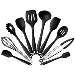kn7050 10 in 1 Silicone Kitchen Tool Set, Black, Green, Blue, Red