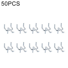10pcs Supermarket Clothing Shop Pegboard Slat Wall Hook Shelf Hole Plate, Hole Pitch: 2.5cm, Length: 5cm, Wire Diameter: 3.3mm, Length: 5cm