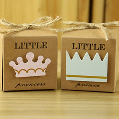 100 PCS European Style Wedding Sugar Box, Size: 5.3x5.3x5.3cm, Princess Crown shaped, Prince Crown shaped