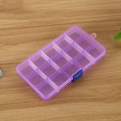 Removable Grid Plastic 15 Slots Box Organizer for Jewelry Earring Fishing Hook Small Accessories, 15 Slots (Purple+Blue), 15 Slots (Baby Blue+Blue), 15 Slots (White+Blue), 15 Slots (White+Pink), 15 Slots (Pink+Blue)