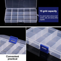 Removable Grid Plastic 15 Slots Box Organizer for Jewelry Earring Fishing Hook Small Accessories, 15 Slots (Purple+Blue), 15 Slots (Baby Blue+Blue), 15 Slots (White+Blue), 15 Slots (White+Pink), 15 Slots (Pink+Blue)