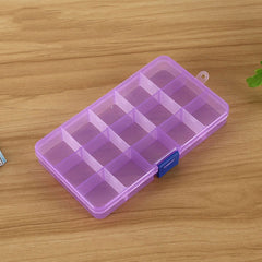Removable Grid Plastic 15 Slots Box Organizer for Jewelry Earring Fishing Hook Small Accessories, 15 Slots (Purple+Blue), 15 Slots (Baby Blue+Blue), 15 Slots (White+Blue), 15 Slots (White+Pink), 15 Slots (Pink+Blue)