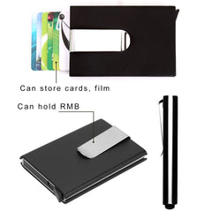 Frosted Antimagnetic Solid Color Credit Card Holder Money Clip Wallet, Size: 10*6.6cm, Red, Black