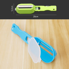 2 PCS Kitchen Essential Fish Scraper Fish Scale Planing Knife with Cover, 20x5.2cm Blue, 20x5.2cm Pink, 20x5.2cm Green