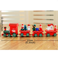 Christmas Dinner Table Decoration, Wooden Trains Children Kindergarten Christmas Decoration Ornaments Gifts, Green, Red