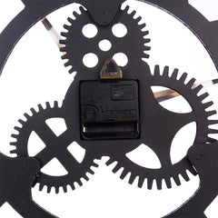Retro Wooden Round Single-sided Gear Clock Number Wall Clock, Diameter: 58cm, Number 58, Number 58cm