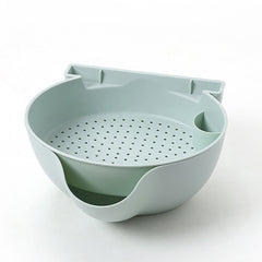 Kitchen Double Layer Fruit Bowl Washing Basket Lazy Bracket Snack Nuts Bowl