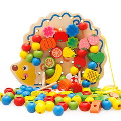 Early Learning Education  Wooden Toys Hedgehog Fruit Beads Child Hand Eye Coordination Skills Development Educational Toys For Kids, Hedgehog
