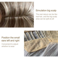 A557 Ladies Mid-point Big Wave Linen Brown Mixed Color Long Curly Wig