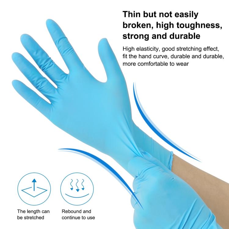 100 PCS Blue Disposable Butyronitrile Gloves Housework Supplies, Size: M, Suitable for Palm Width: 8cm-9cm, Size: M