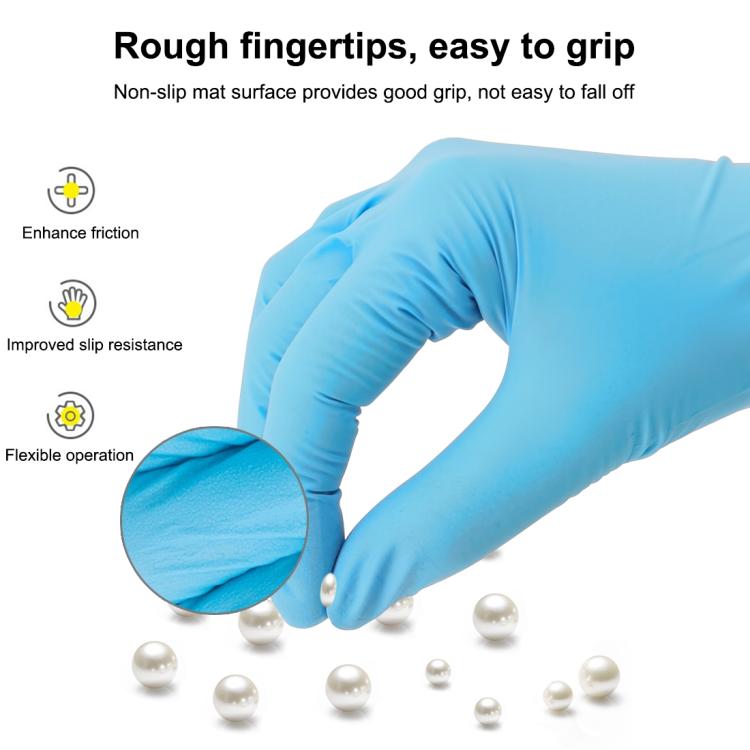 100 PCS Blue Disposable Butyronitrile Gloves Housework Supplies, Size: M, Suitable for Palm Width: 8cm-9cm, Size: M