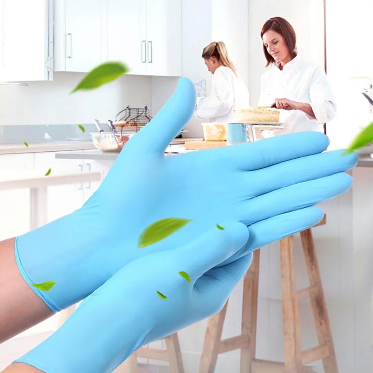 100 PCS Blue Disposable Butyronitrile Gloves Housework Supplies, Size: M, Suitable for Palm Width: 8cm-9cm, Size: M