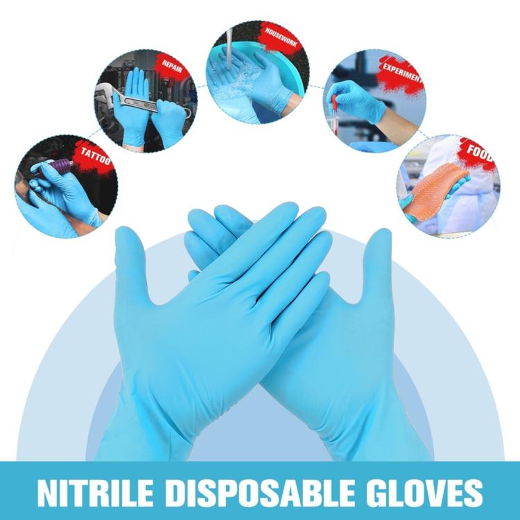 100 PCS Blue Disposable Butyronitrile Gloves Housework Supplies, Size: M, Suitable for Palm Width: 8cm-9cm, Size: M