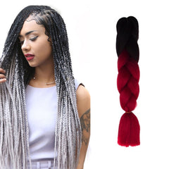 Fashion Color Gradient Individual Braid Wigs Chemical Fiber Big Braids, Length: 60cm(04 Black+Red), 04, 05, 07, 09, 10, 11, 12, 13, 14, 19, 20, 22, 23, 24, 32, 33
