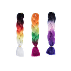 Fashion Color Gradient Individual Braid Wigs Chemical Fiber Big Braids, Length: 60cm(25 Black+Red+Yellow+White), 25, 30, 31