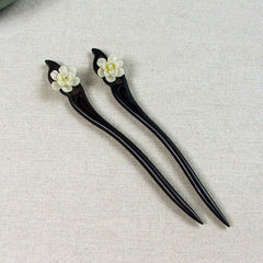 Classical Green Sandalwood Ancient Hairpin Hair Costume Headdress-Banyue Jade Flower + Gift Box, Gift Box Colors Are Random, Green Sandalwood Wanyue Jade Flower White