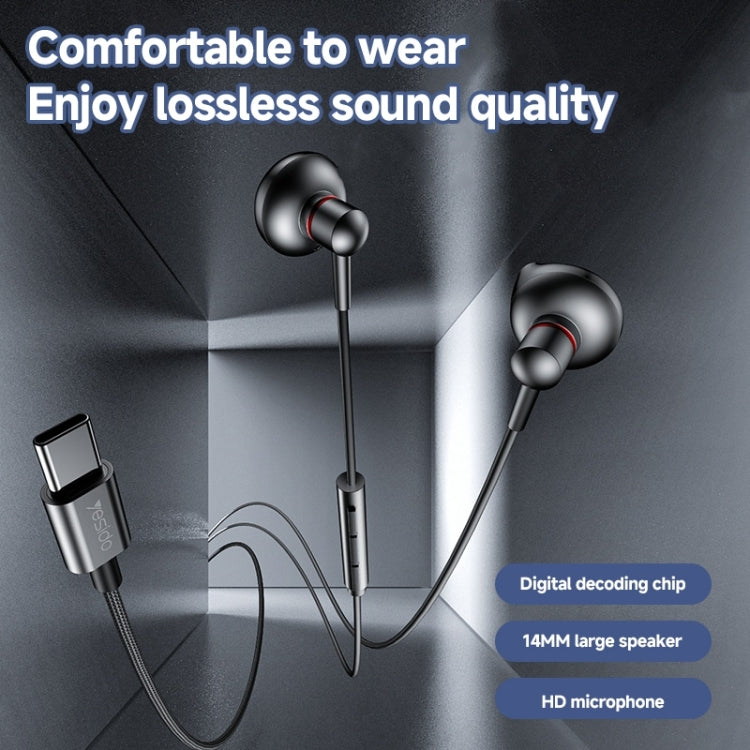 Yesido YH49 Type-C Digital Solutions Line-Control In-Ear Wired Earphone, Length: 1.2m, YH49