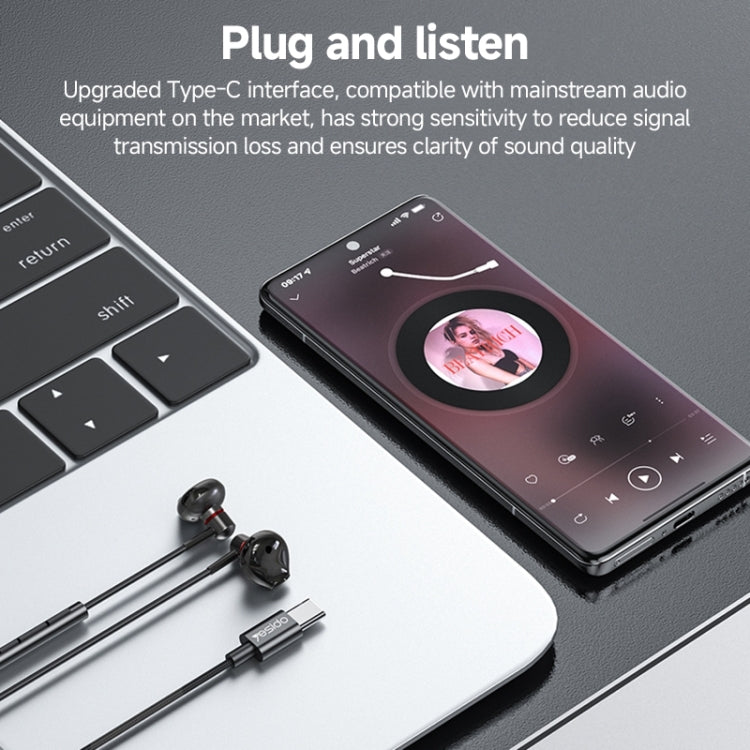 Yesido YH49 Type-C Digital Solutions Line-Control In-Ear Wired Earphone, Length: 1.2m, YH49